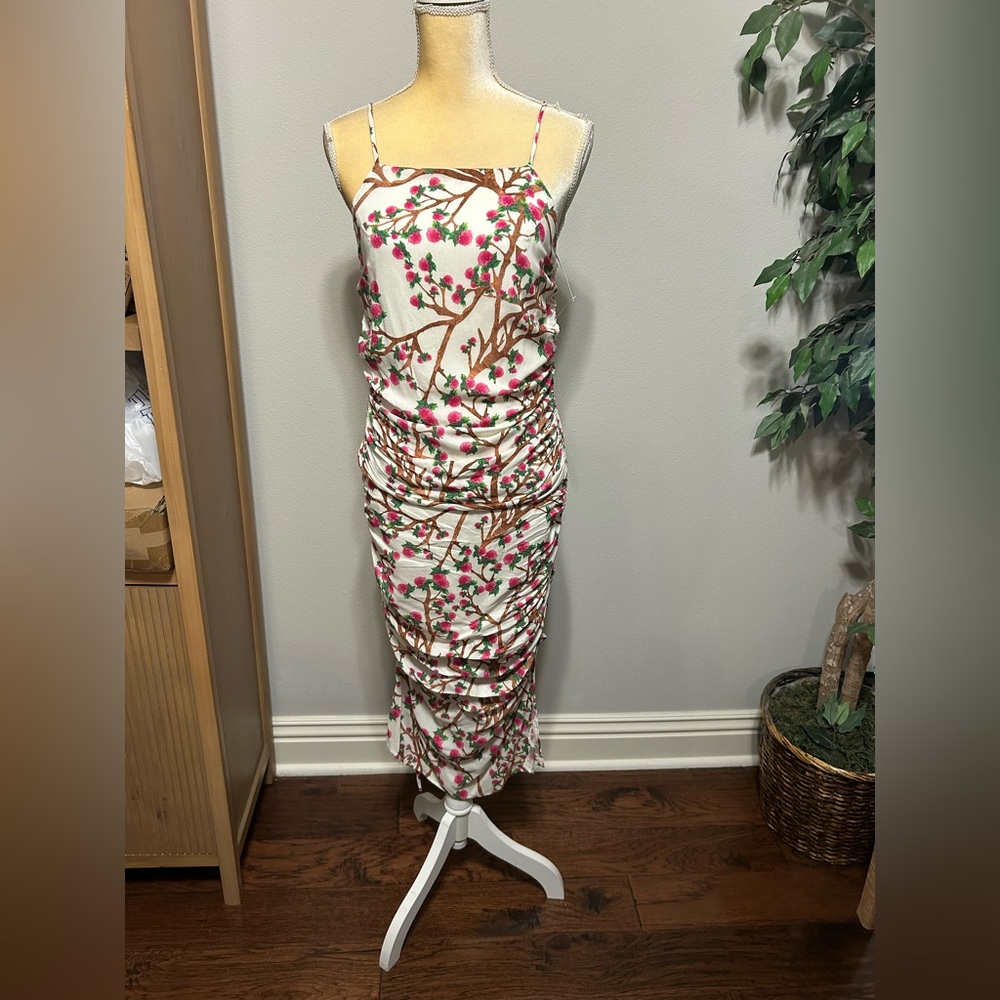 NWT Everleigh Floral Maxi Ruched Dress Summer Sz M